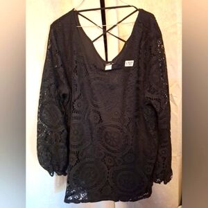 2X black lace top  #1707
